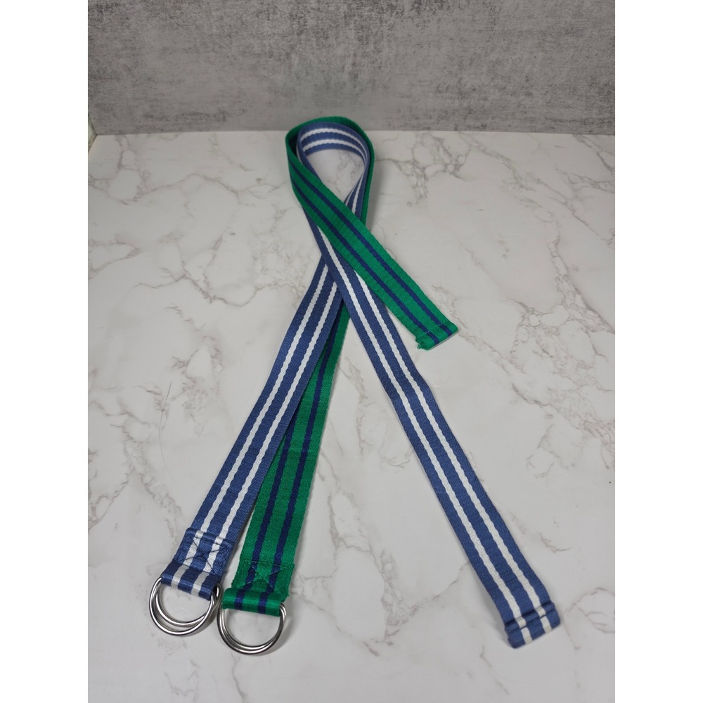 Polo Ralph Lauren Boys Striped D-Ring Belts Set of 2 Green Blue Size 10-12 - Picture 7 of 7